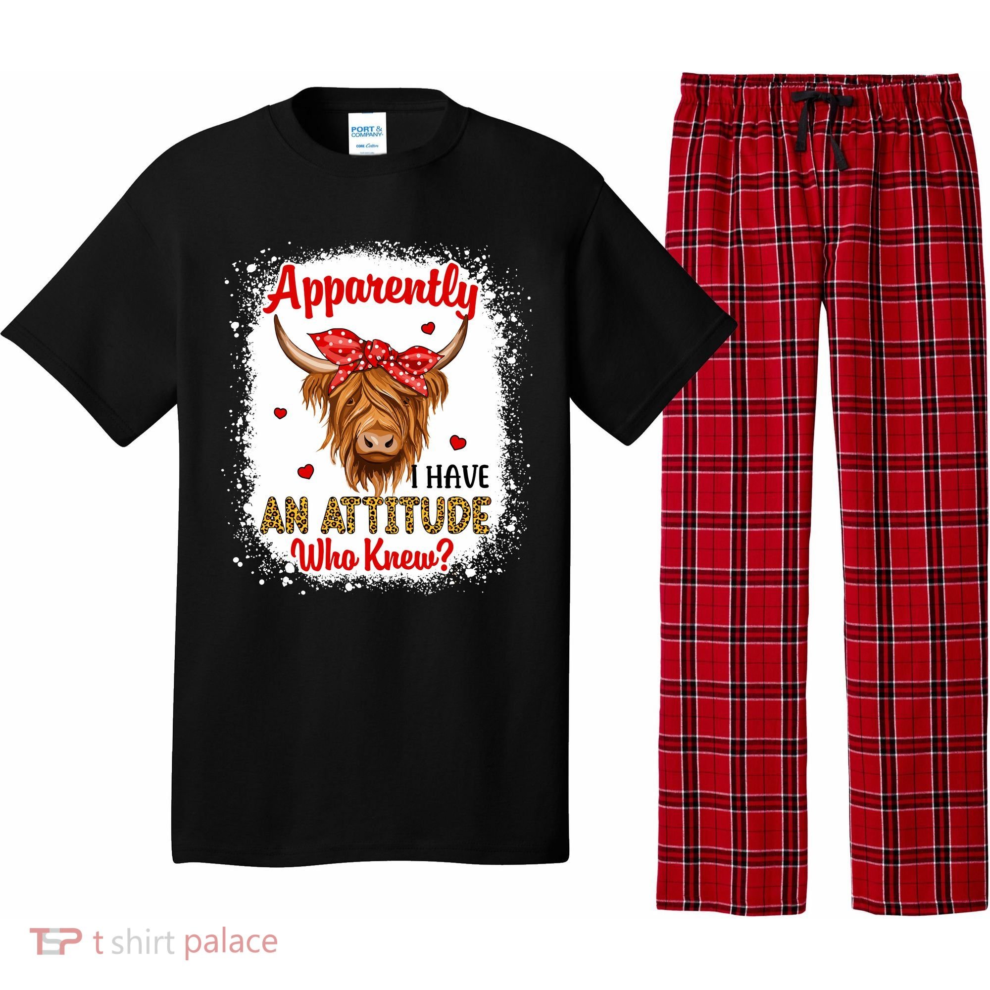 Bleached Highland Cow Apparently I Have An Attitude Who Knew Pajama Set