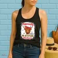 Bleached Highland Cow Apparently I Have An Attitude Who Knew Women's Tank Top thumb 2