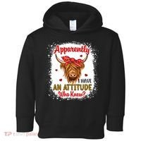 Bleached Highland Cow Apparently I Have An Attitude Who Knew Toddler Hoodie thumb 0