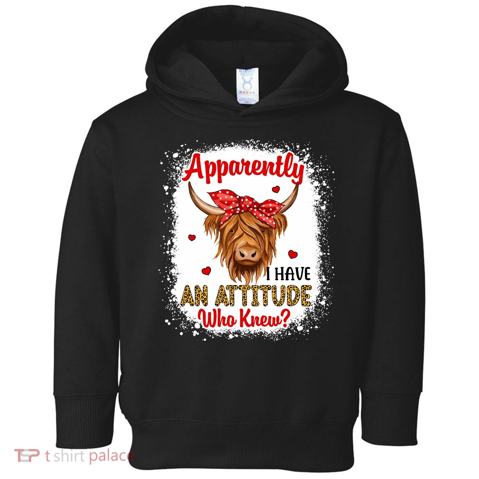 Bleached Highland Cow Apparently I Have An Attitude Who Knew Toddler Hoodie