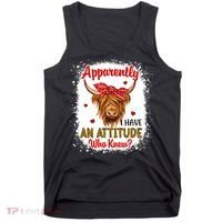 Bleached Highland Cow Apparently I Have An Attitude Who Knew Tank Top thumb 0