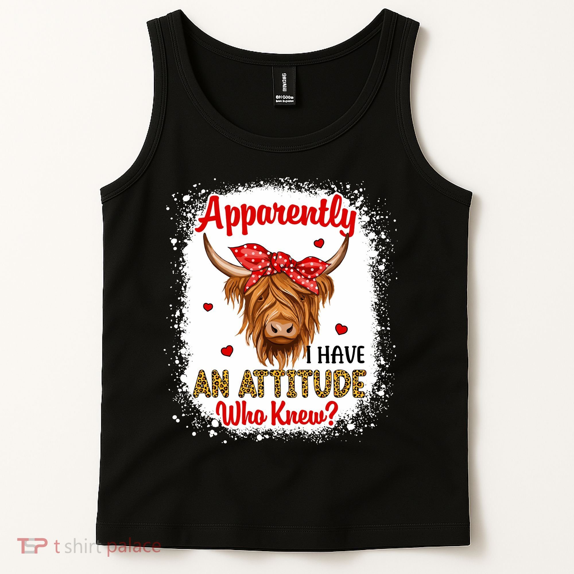 Bleached Highland Cow Apparently I Have An Attitude Who Knew Tank Top