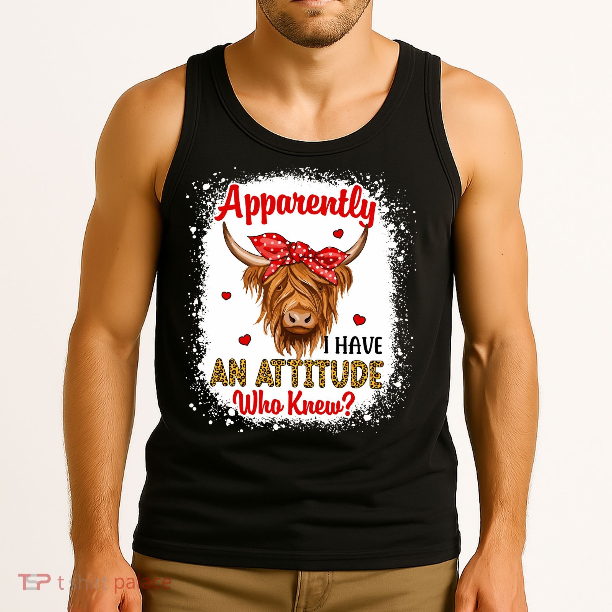Bleached Highland Cow Apparently I Have An Attitude Who Knew Tank Top