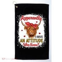 Bleached Highland Cow Apparently I Have An Attitude Who Knew Golf Towel thumb 0