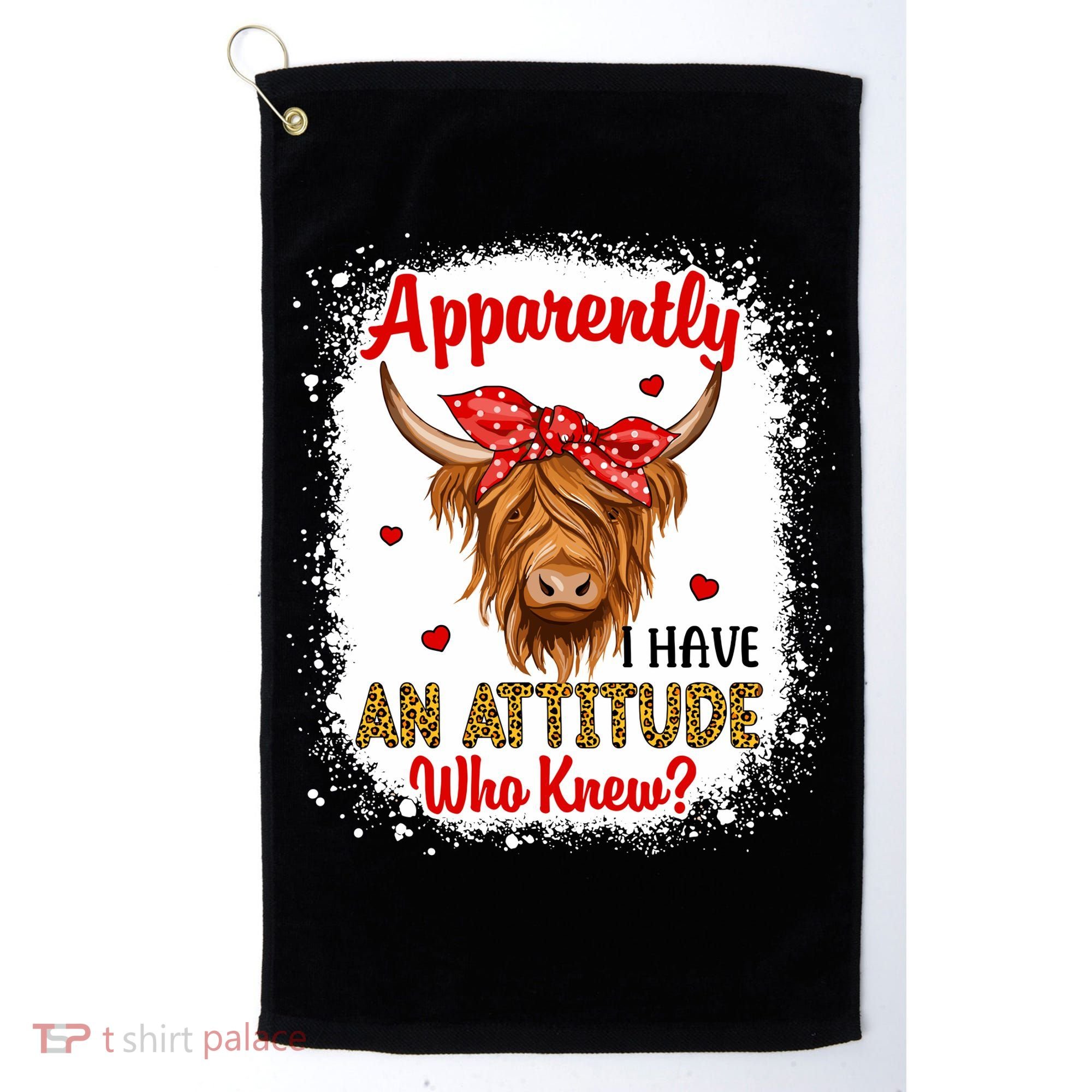 Bleached Highland Cow Apparently I Have An Attitude Who Knew Golf Towel