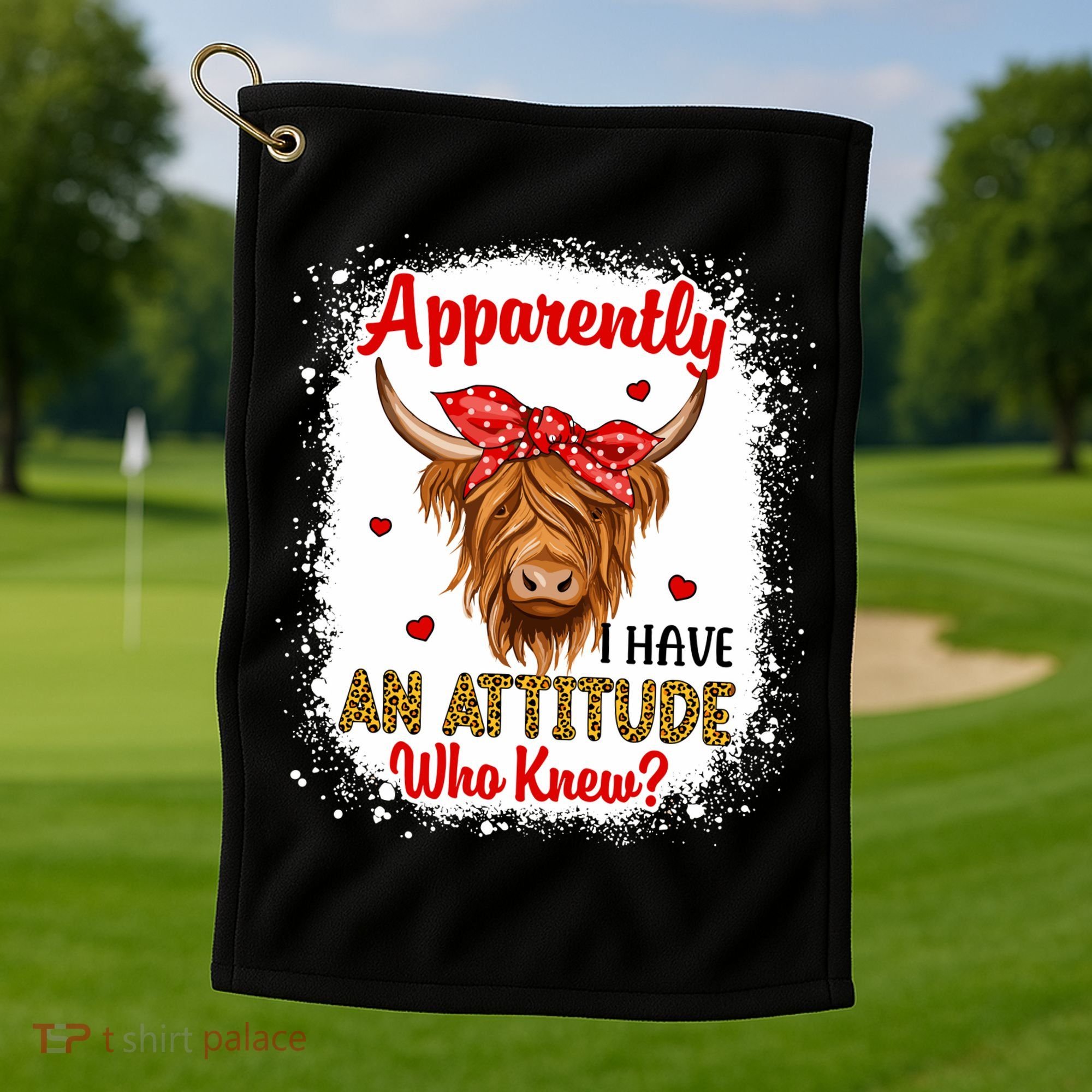 Bleached Highland Cow Apparently I Have An Attitude Who Knew Golf Towel