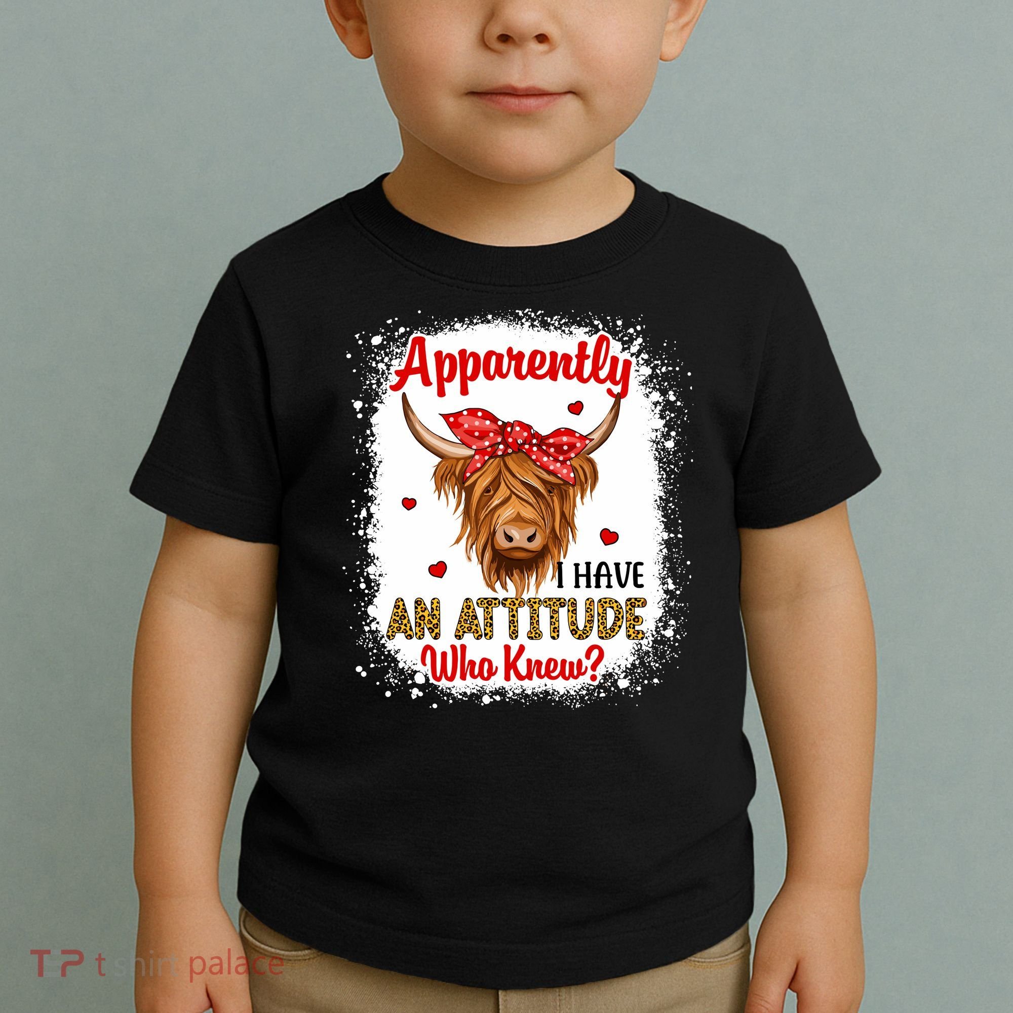 Bleached Highland Cow Apparently I Have An Attitude Who Knew Toddler T-Shirt
