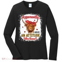 Bleached Highland Cow Apparently I Have An Attitude Who Knew Women's Long Sleeve Shirt thumb 0