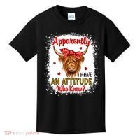 Bleached Highland Cow Apparently I Have An Attitude Who Knew Kids T-Shirt thumb 0
