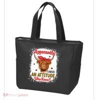 Bleached Highland Cow Apparently I Have An Attitude Who Knew Tote Bag thumb 3