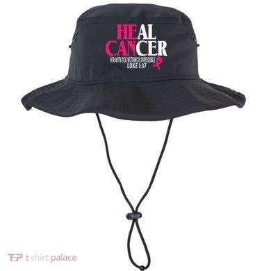 Breast He Can Heal Cancer For God Nothing Is Impossible Bucket Hat