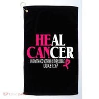Breast He Can Heal Cancer For God Nothing Is Impossible Golf Towel thumb 0