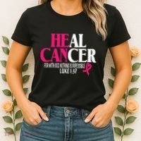 Breast He Can Heal Cancer For God Nothing Is Impossible Women's T-Shirt thumb 2