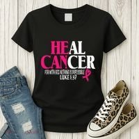 Breast He Can Heal Cancer For God Nothing Is Impossible Women's T-Shirt thumb 3