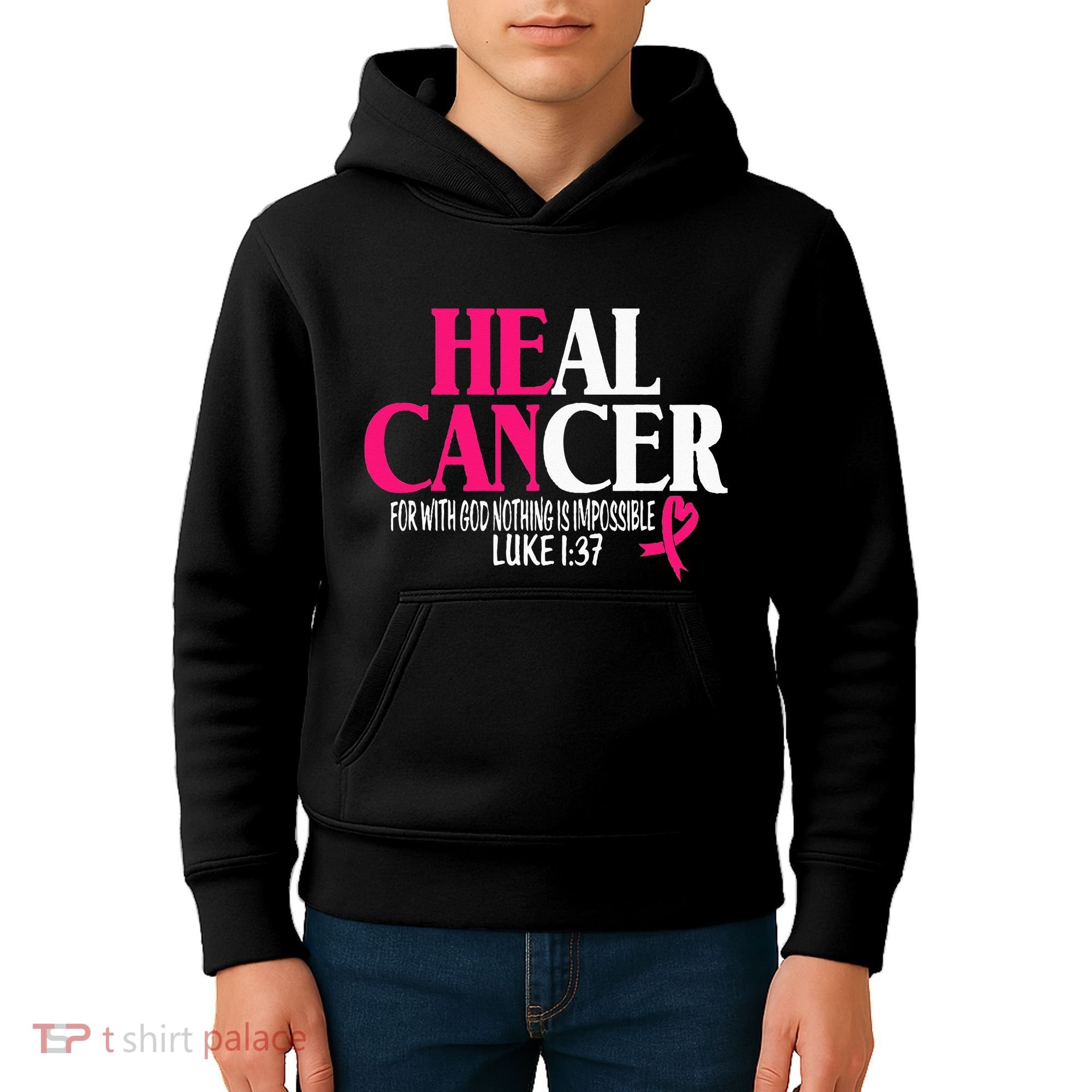 Breast He Can Heal Cancer For God Nothing Is Impossible Kids Hoodie