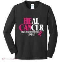 Breast He Can Heal Cancer For God Nothing Is Impossible Kids Long Sleeve Shirt thumb 0