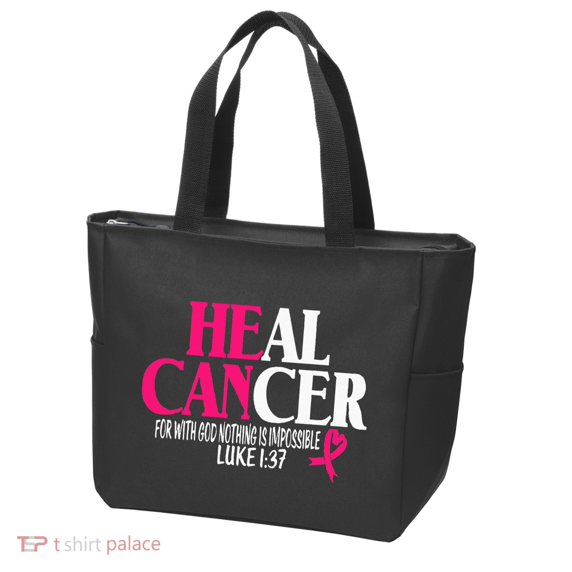 Breast He Can Heal Cancer For God Nothing Is Impossible Tote Bag