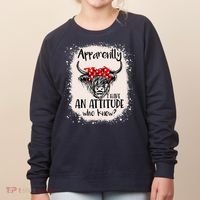 Bleached Highland Cow Apparently I Have An Attitude Who Knew Women's Sweatshirt thumb 0