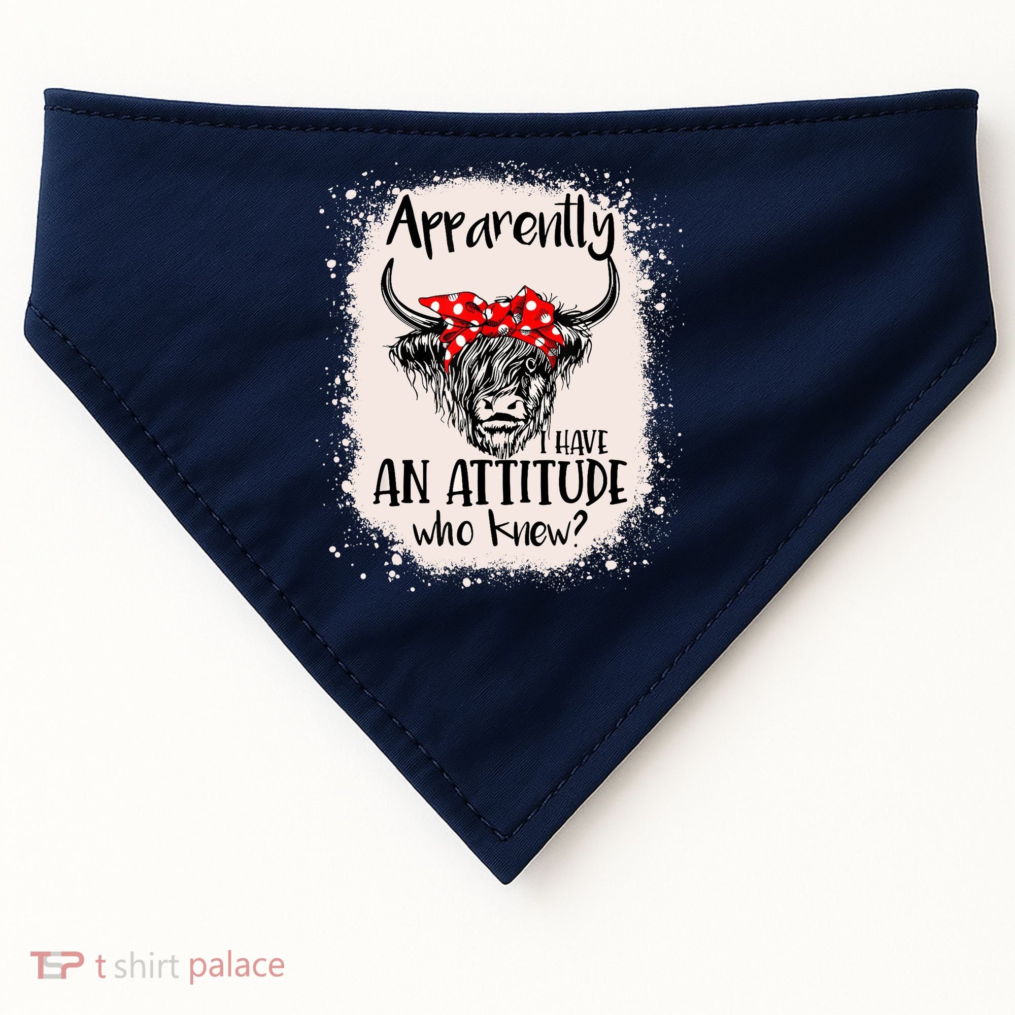 Bleached Highland Cow Apparently I Have An Attitude Who Knew USA-Made Doggie Bandana