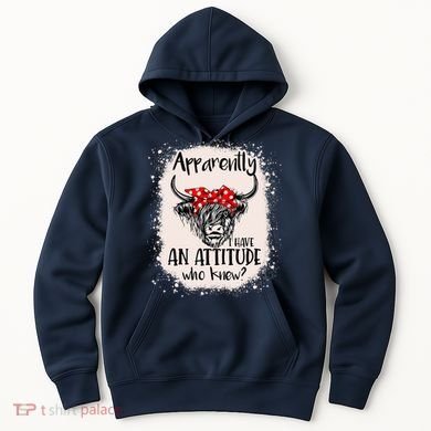 Bleached Highland Cow Apparently I Have An Attitude Who Knew Hoodie