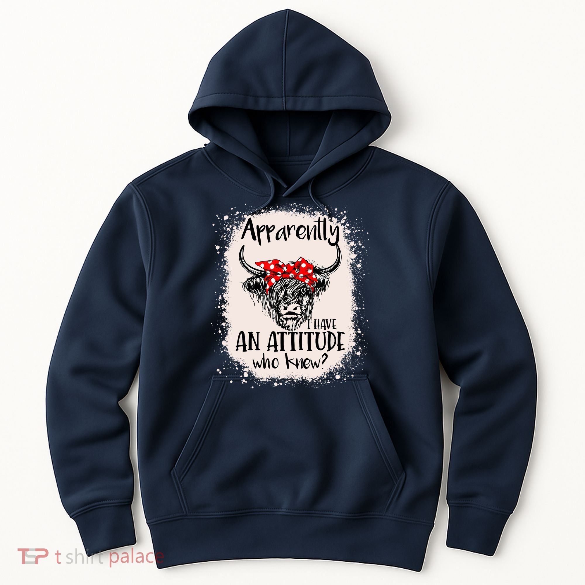 Bleached Highland Cow Apparently I Have An Attitude Who Knew Hoodie