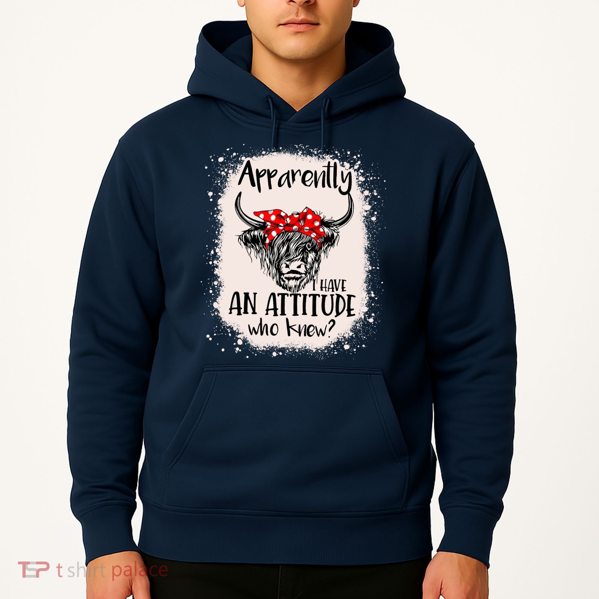 Bleached Highland Cow Apparently I Have An Attitude Who Knew Hoodie