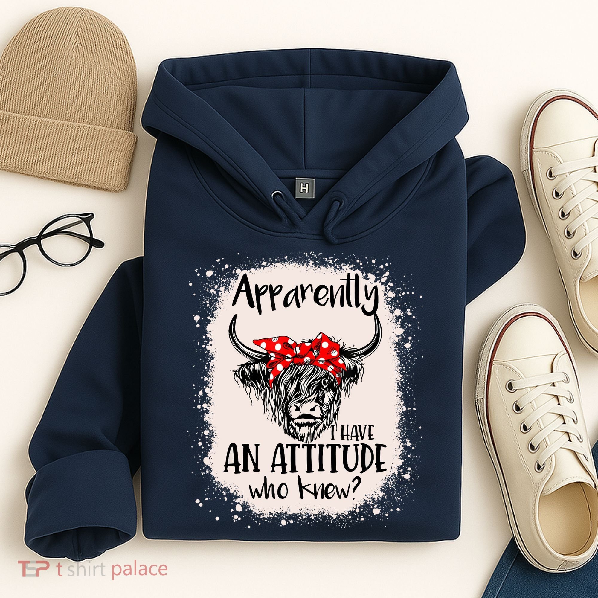 Bleached Highland Cow Apparently I Have An Attitude Who Knew Hoodie