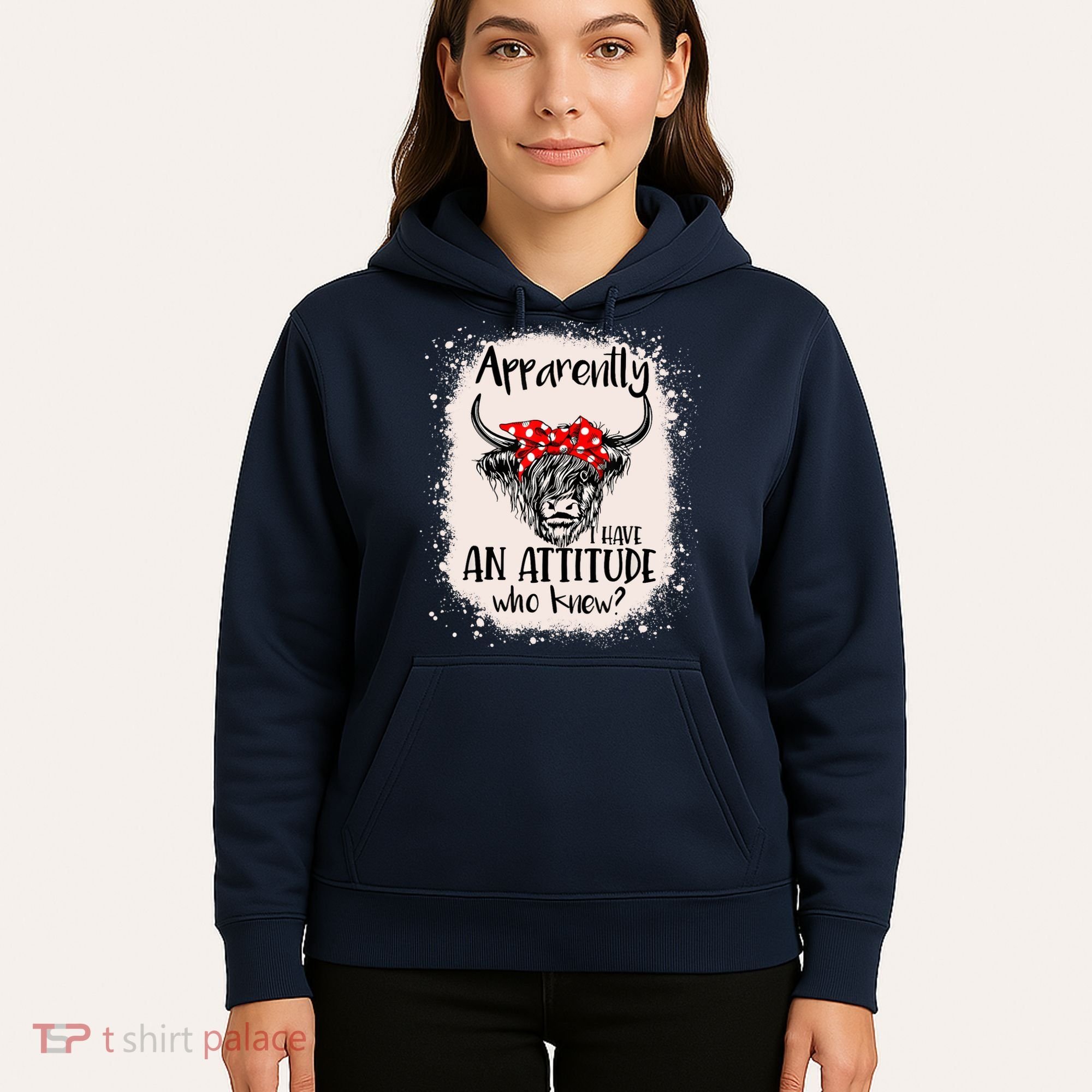 Bleached Highland Cow Apparently I Have An Attitude Who Knew Hoodie