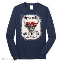 Bleached Highland Cow Apparently I Have An Attitude Who Knew Long Sleeve Shirt thumb 0