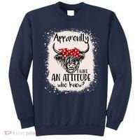 Bleached Highland Cow Apparently I Have An Attitude Who Knew Sweatshirt thumb 0