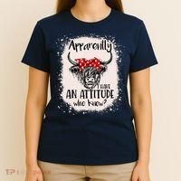 Bleached Highland Cow Apparently I Have An Attitude Who Knew T-Shirt thumb 4