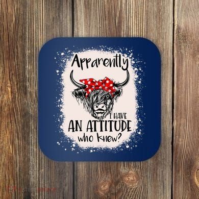 Bleached Highland Cow Apparently I Have An Attitude Who Knew Coaster