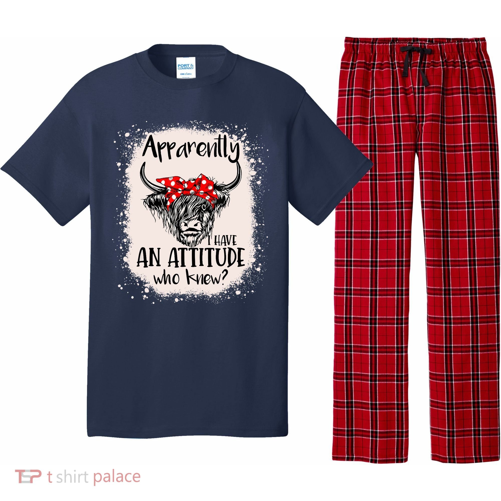 Bleached Highland Cow Apparently I Have An Attitude Who Knew Pajama Set