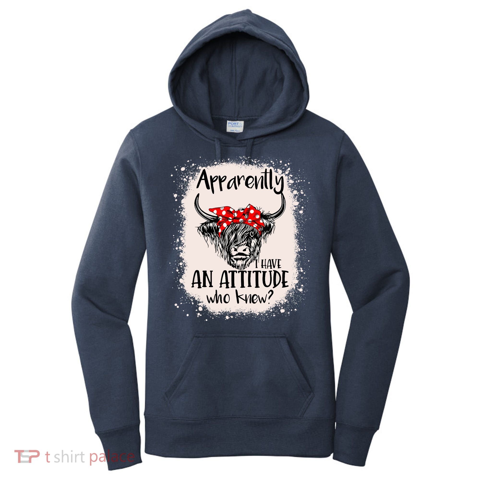 Bleached Highland Cow Apparently I Have An Attitude Who Knew Women's Hoodie