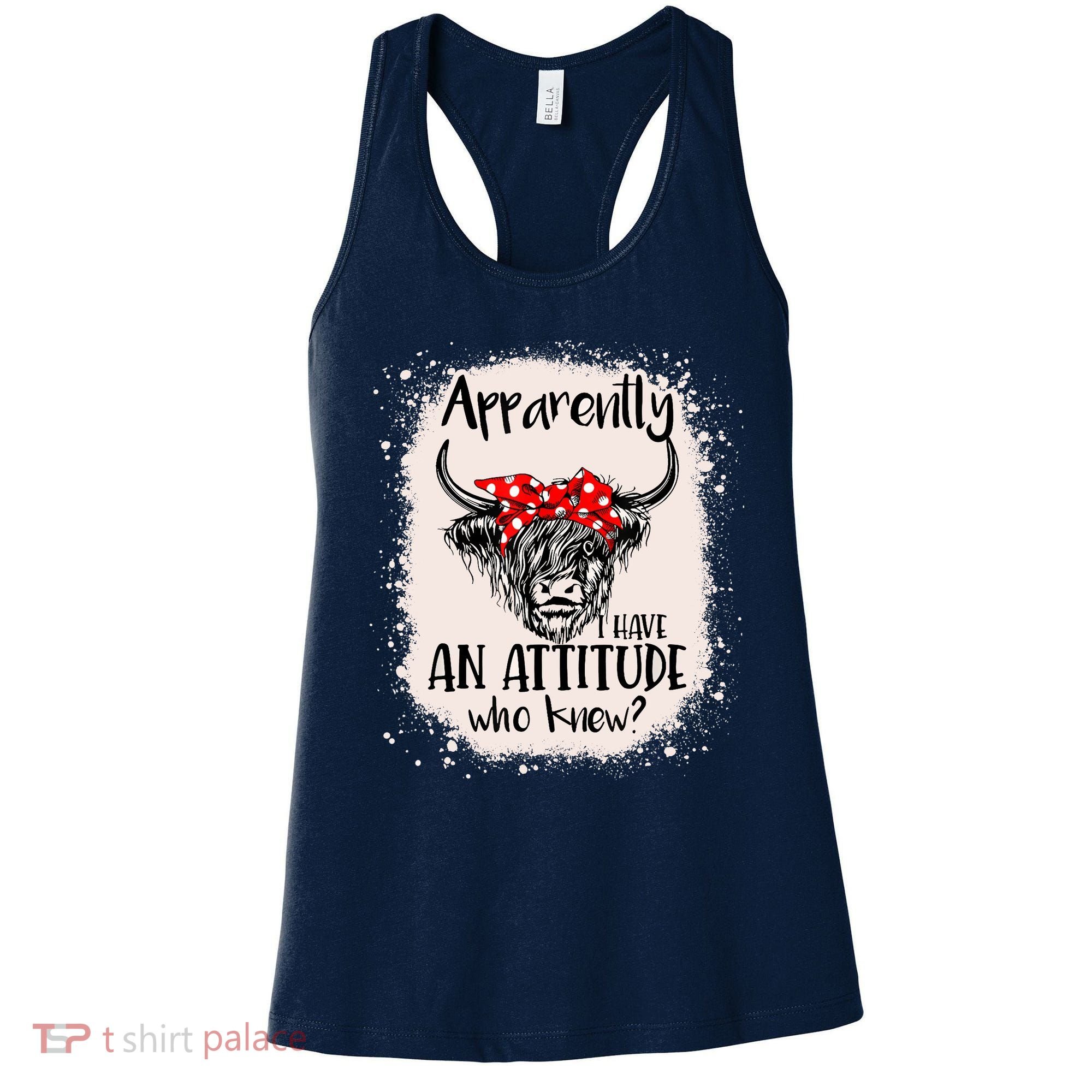 Bleached Highland Cow Apparently I Have An Attitude Who Knew Women's Tank Top