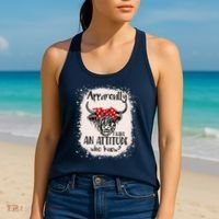 Bleached Highland Cow Apparently I Have An Attitude Who Knew Women's Tank Top thumb 2