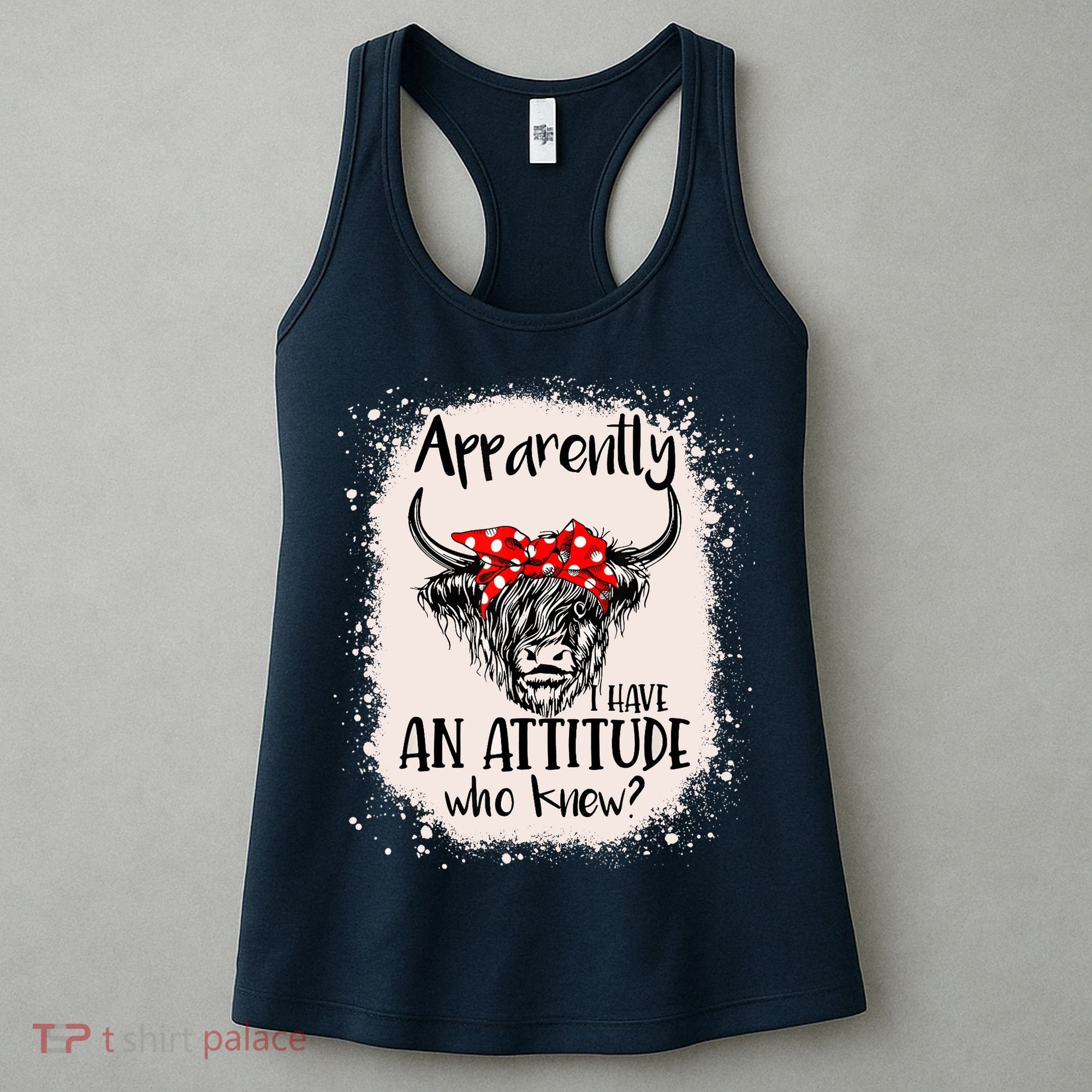 Bleached Highland Cow Apparently I Have An Attitude Who Knew Women's Tank Top