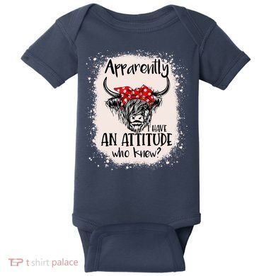 Bleached Highland Cow Apparently I Have An Attitude Who Knew Baby Bodysuit