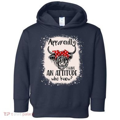 Bleached Highland Cow Apparently I Have An Attitude Who Knew Toddler Hoodie