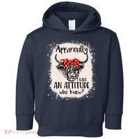 Bleached Highland Cow Apparently I Have An Attitude Who Knew Toddler Hoodie thumb 0