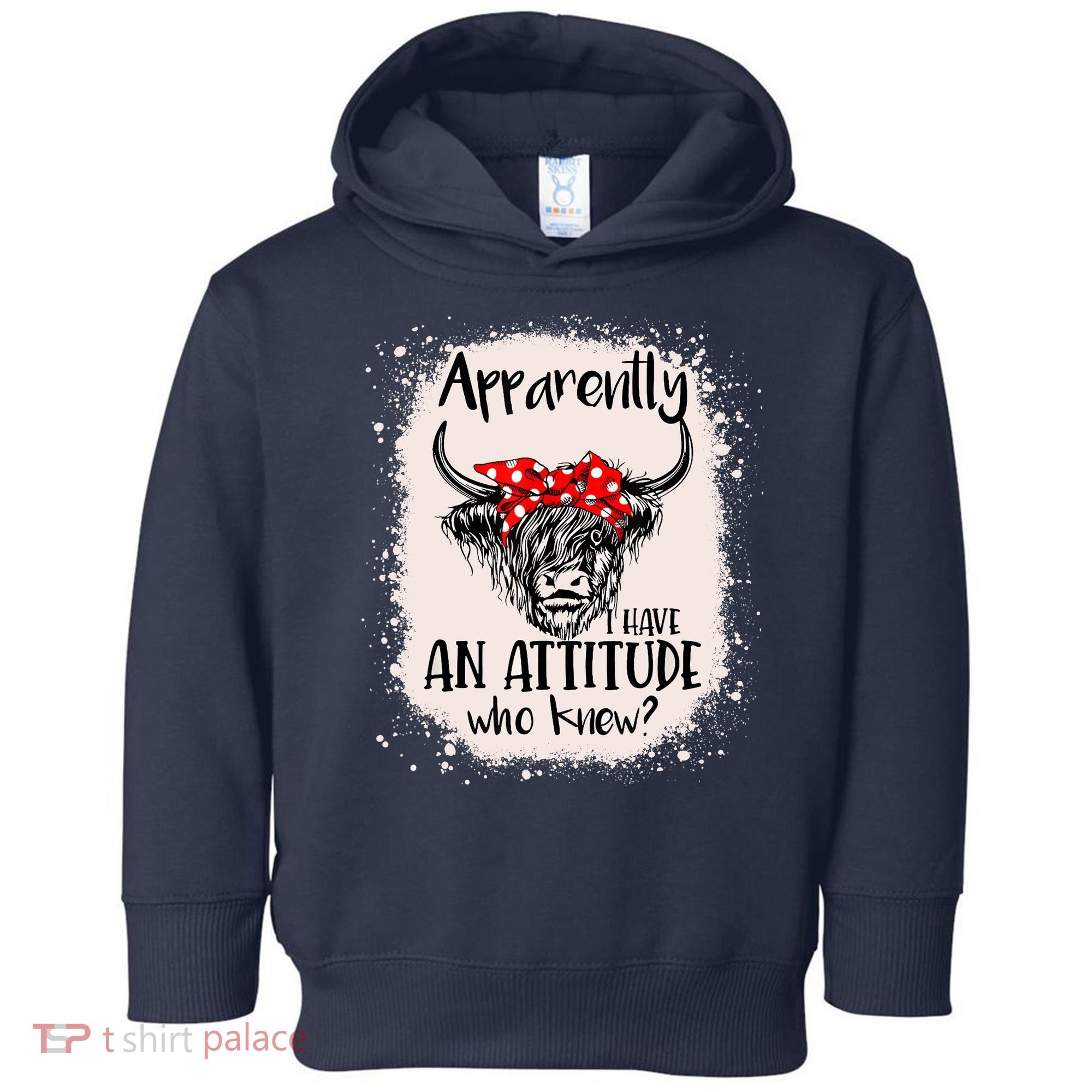 Bleached Highland Cow Apparently I Have An Attitude Who Knew Toddler Hoodie