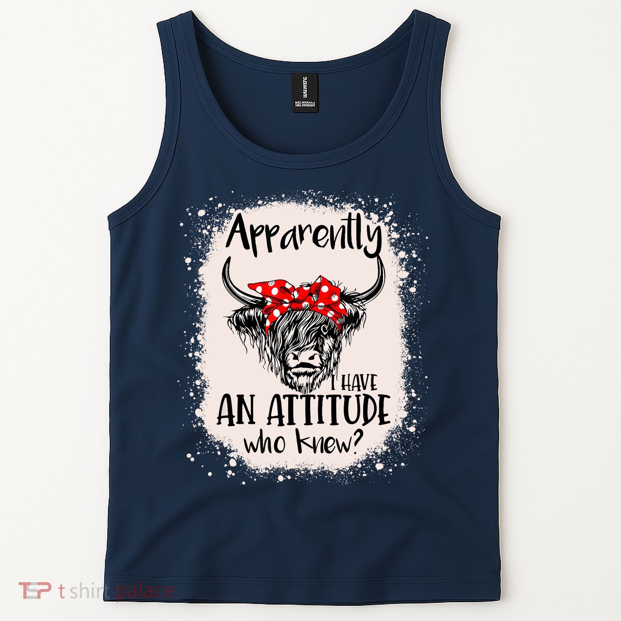 Bleached Highland Cow Apparently I Have An Attitude Who Knew Tank Top