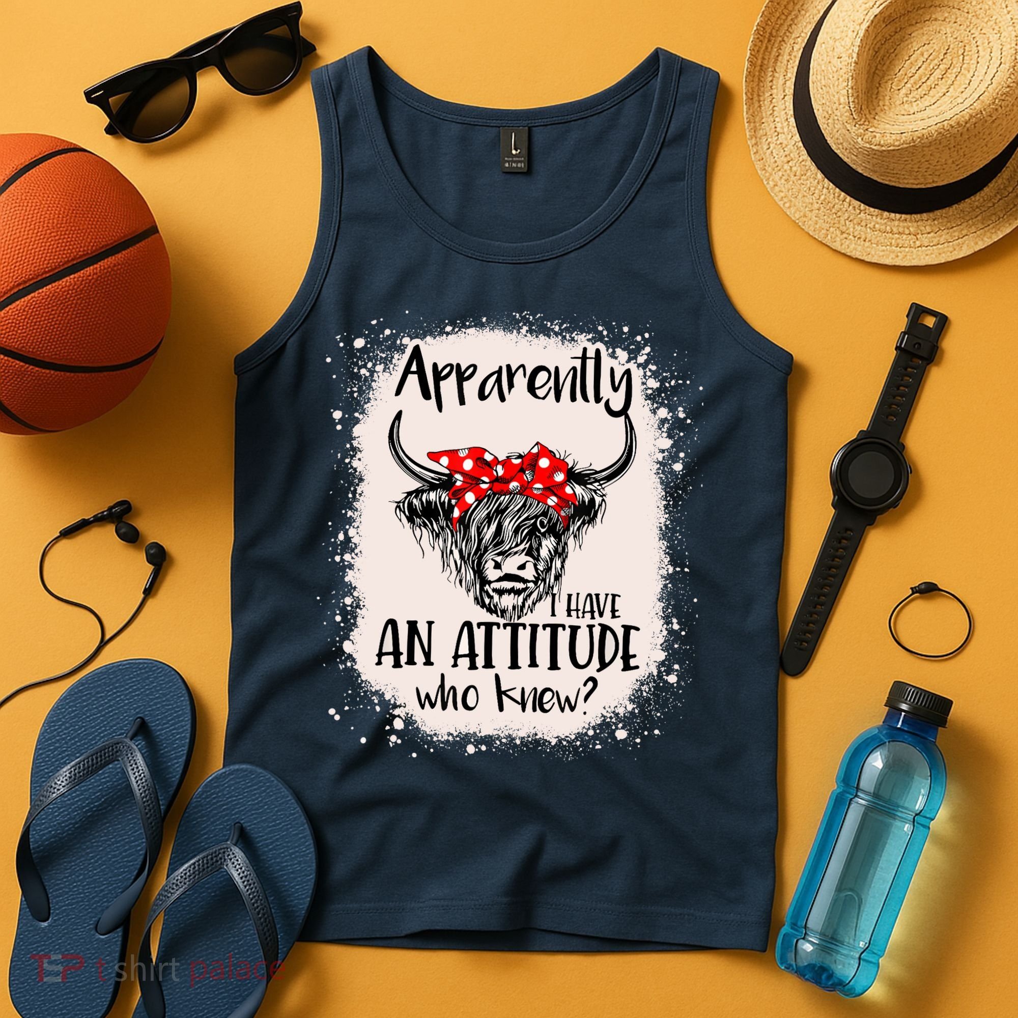 Bleached Highland Cow Apparently I Have An Attitude Who Knew Tank Top