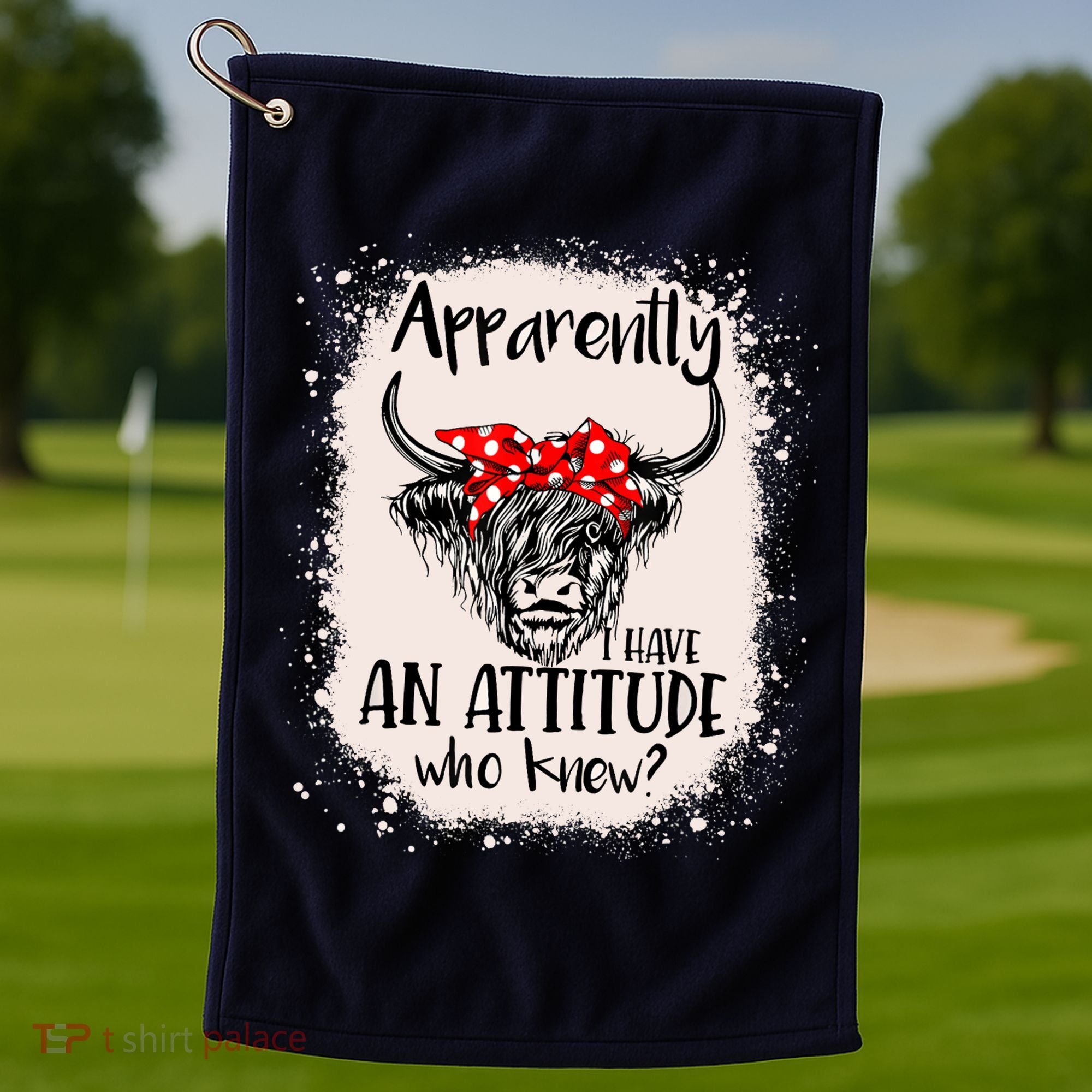 Bleached Highland Cow Apparently I Have An Attitude Who Knew Golf Towel