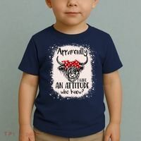 Bleached Highland Cow Apparently I Have An Attitude Who Knew Toddler T-Shirt thumb 2