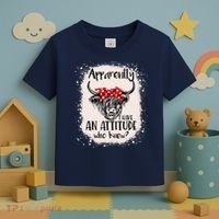 Bleached Highland Cow Apparently I Have An Attitude Who Knew Toddler T-Shirt thumb 3