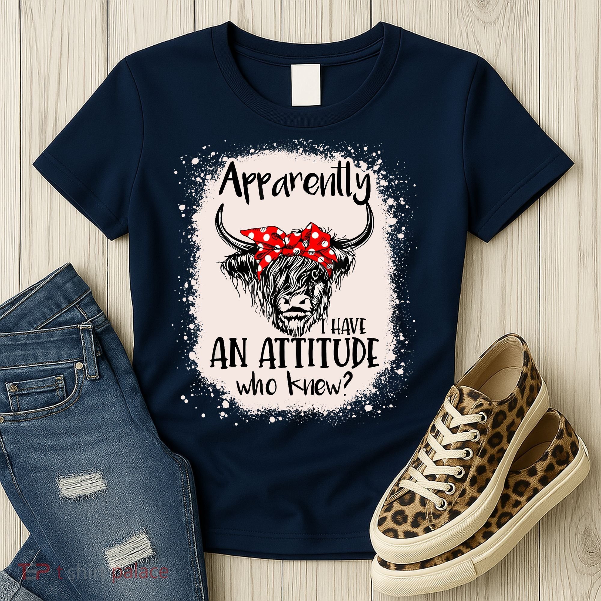 Bleached Highland Cow Apparently I Have An Attitude Who Knew Women's T-Shirt