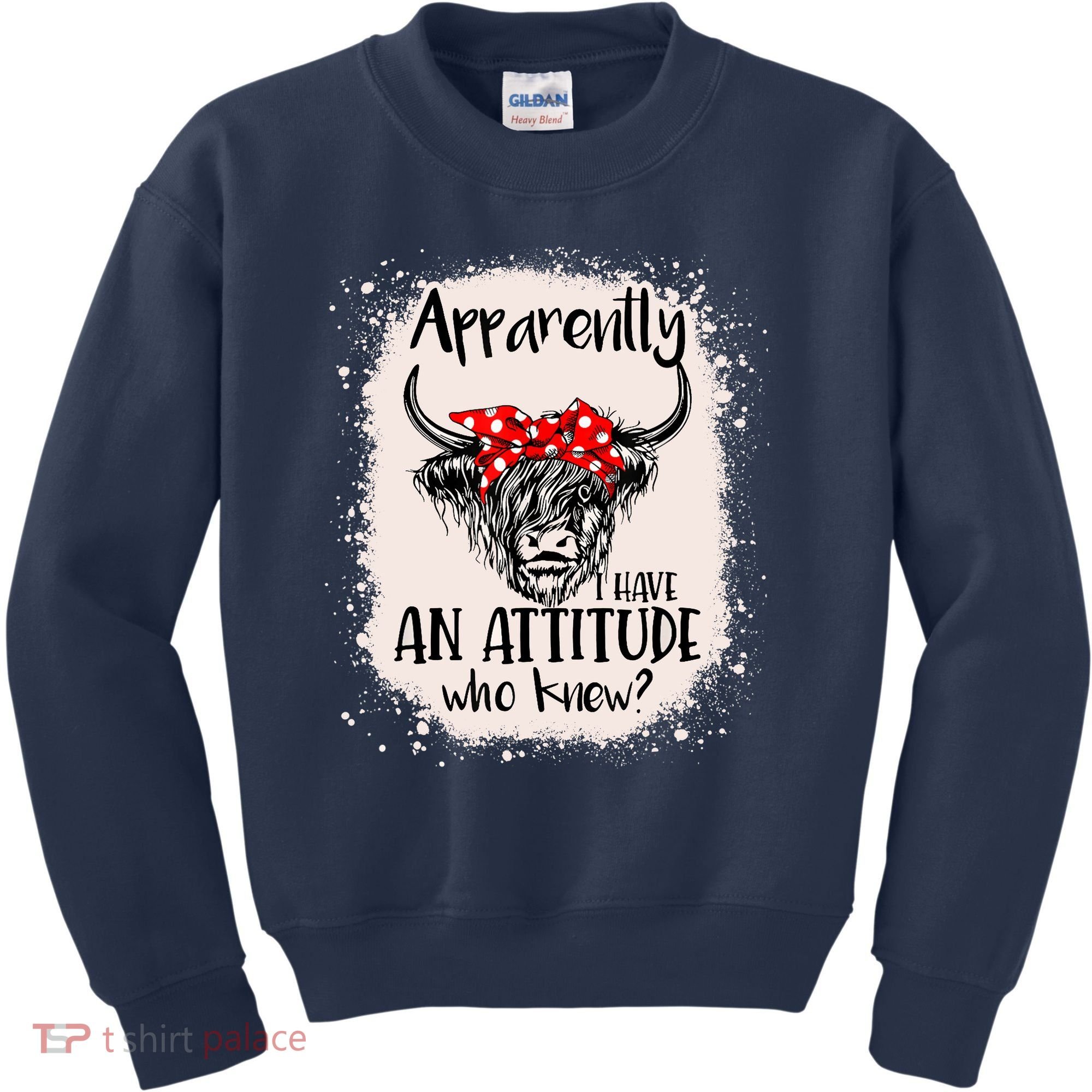 Bleached Highland Cow Apparently I Have An Attitude Who Knew Kids Sweatshirt