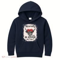 Bleached Highland Cow Apparently I Have An Attitude Who Knew Kids Hoodie thumb 0