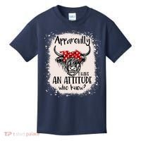 Bleached Highland Cow Apparently I Have An Attitude Who Knew Kids T-Shirt thumb 0